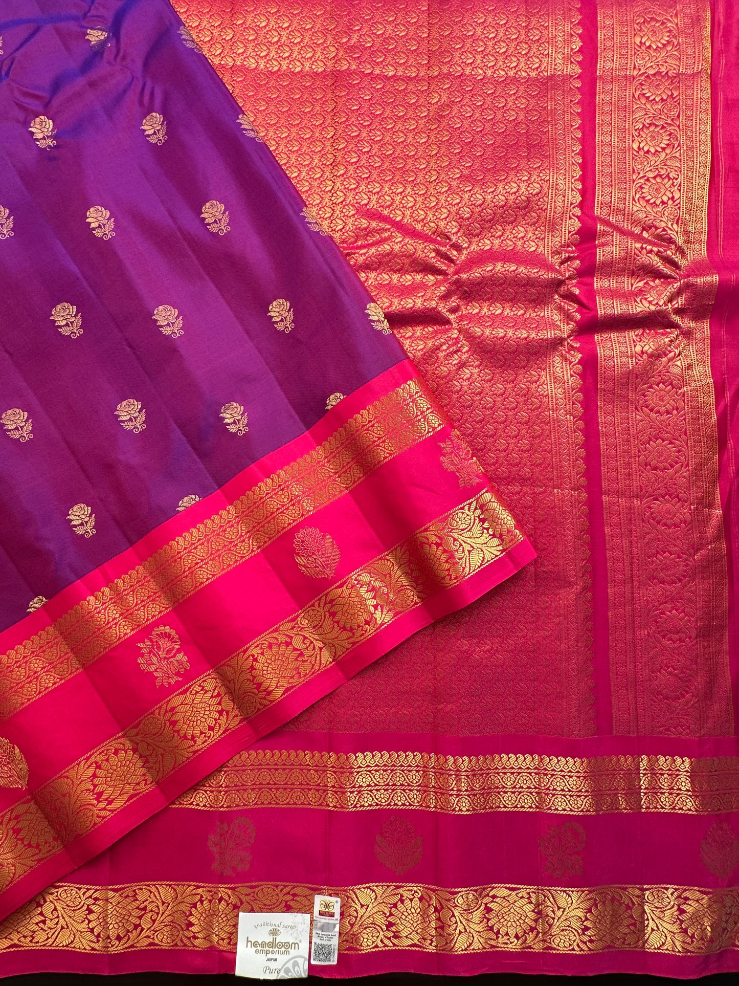 Purple-Rani Gadwal Pure Silk Saree