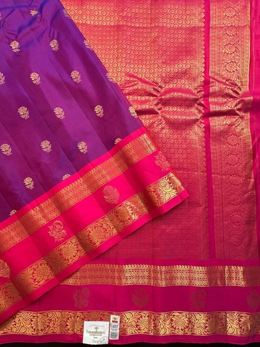 Purple-Rani Gadwal Pure Silk Saree