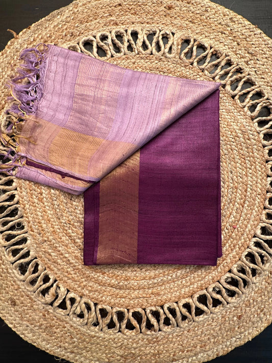 Shaded Purple Handloom Tussar Silk Saree