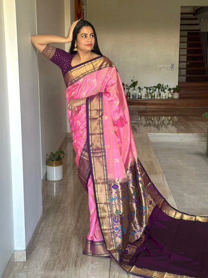 Pink-Purple Paithini Silk Saree