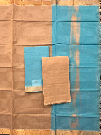 Firozi-Beige Mangalgiri Pure Cotton Unstitched 3-Piece Suit