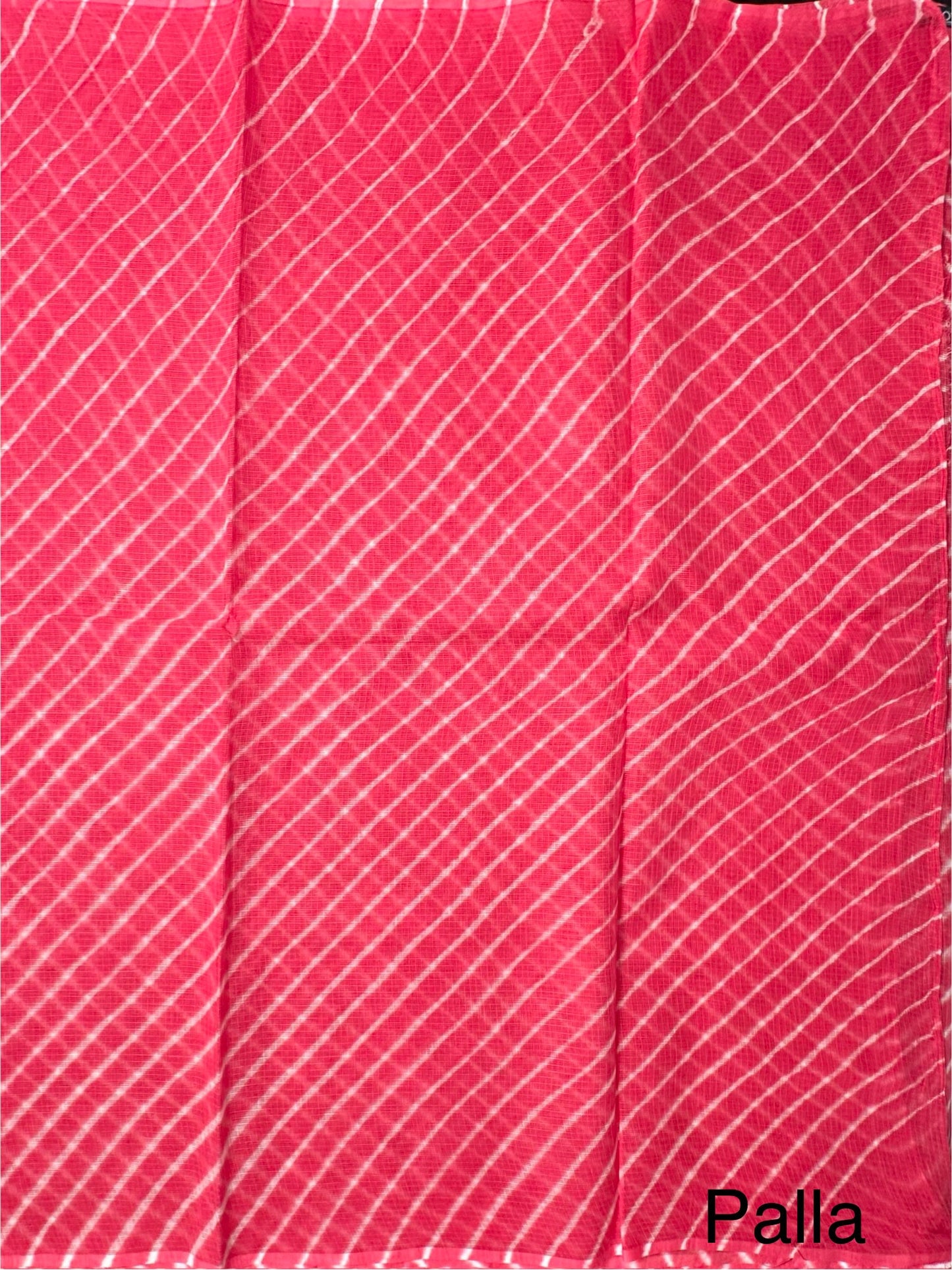 Coral Pink Khat Leheriya Kota Doria Pure Cotton Saree