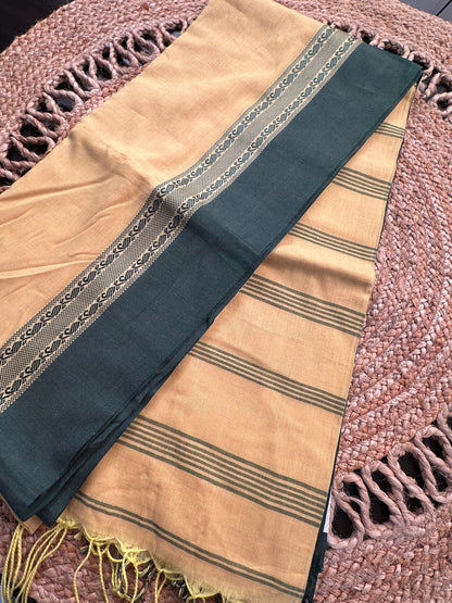 Yellow-Green Tripura Cotton Saree