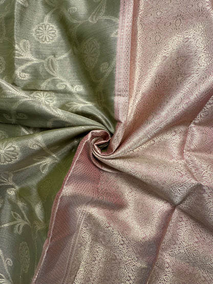 Pista Green -Pink Seerat Tissue Saree