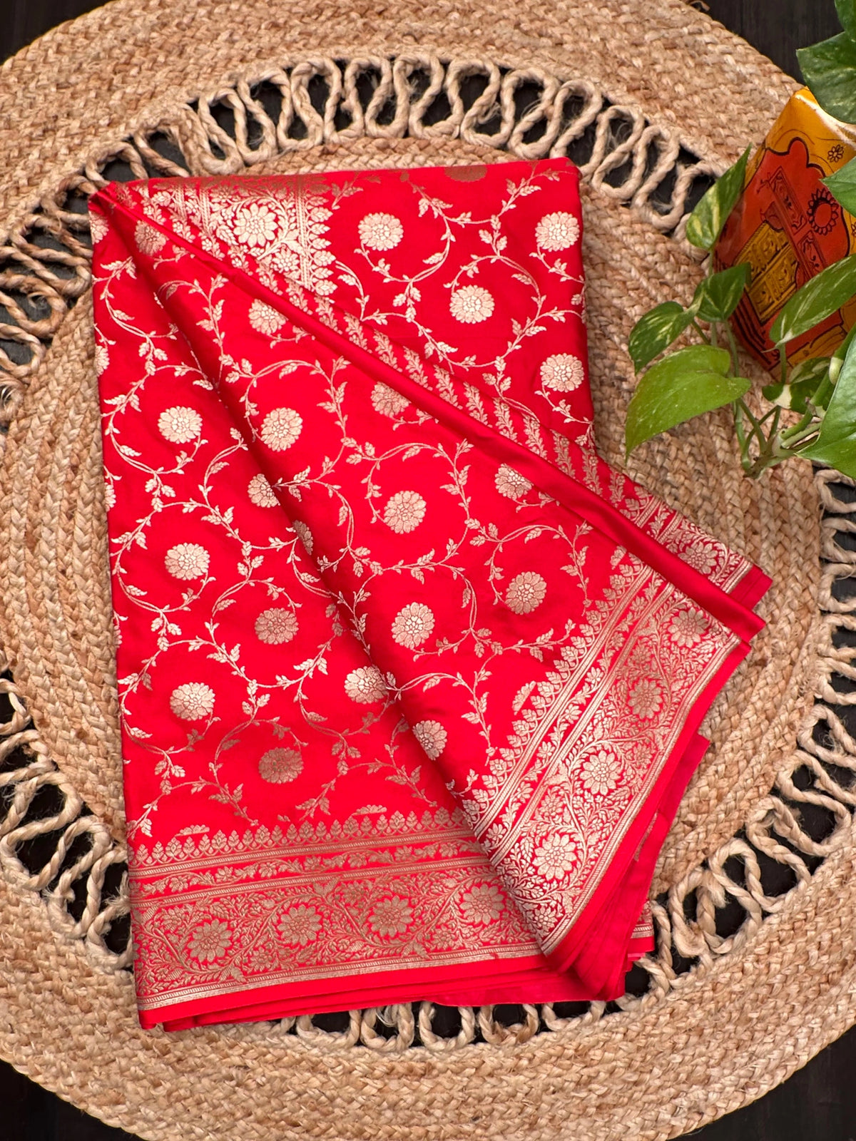 Red Banarasi Jaal Artificial Silk Saree