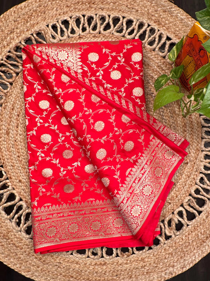 Red Banarasi Jaal Artificial Silk Saree