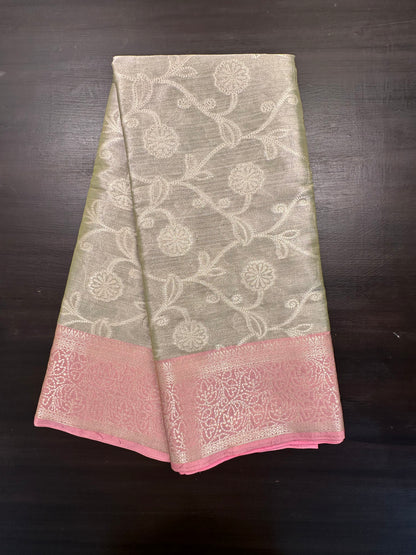 Pista Green -Pink Seerat Tissue Saree
