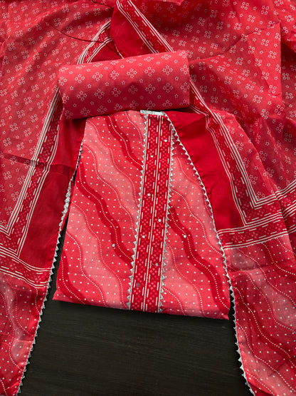 Gazari Jaipuri Necktie Cotton 3-Piece Suit