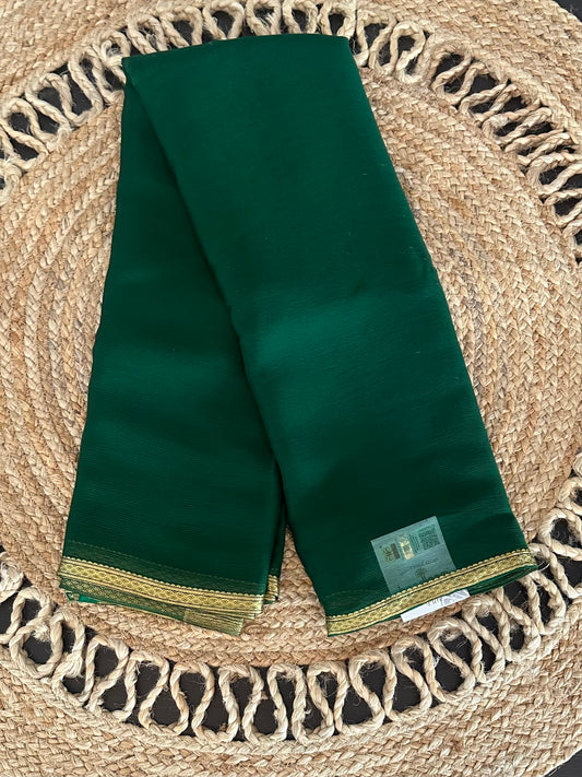 Bottle Green Pure Chiffon Saree