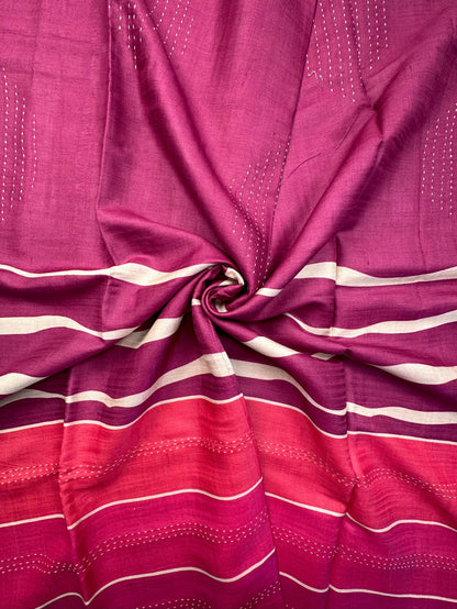 Magenta-Rani Pure Tussar Silk Saree