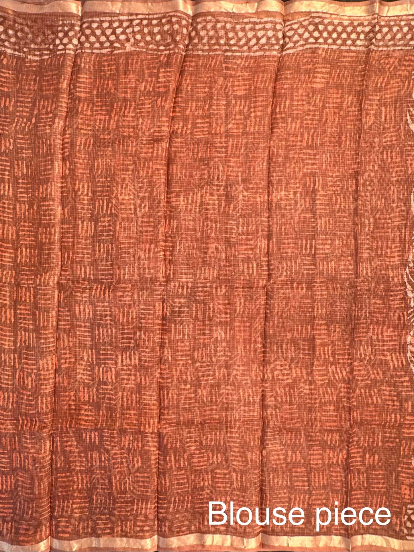 Brown Kota Doria Cotton-Silk Saree