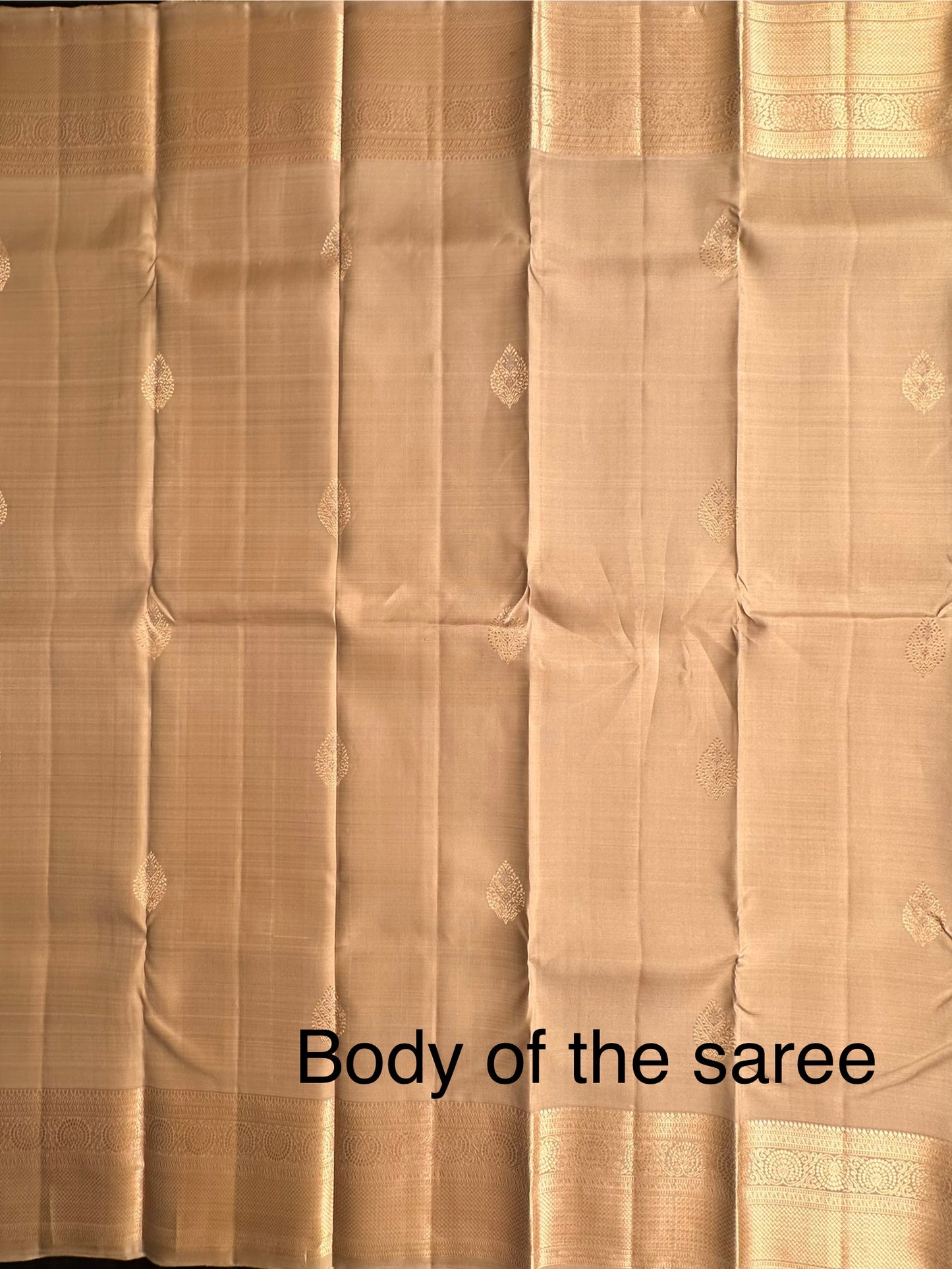 Beige Handloom Kanjivaram Pure Silk Saree