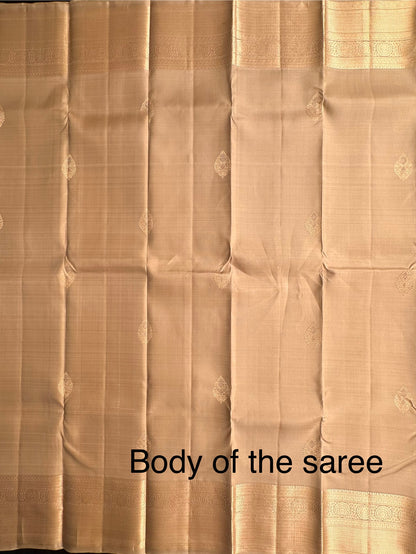 Beige Handloom Kanjivaram Pure Silk Saree