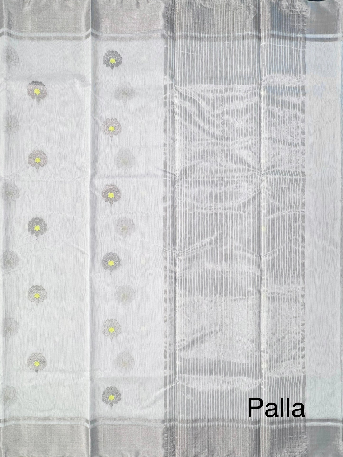Off White Silver Zari Pure Chanderi Saree