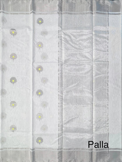 Off White Silver Zari Pure Chanderi Saree