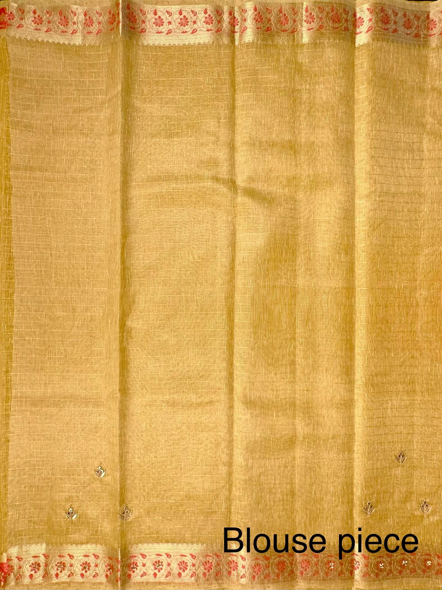 Mustard Fancy Zari Cotton Saree With Hand Work