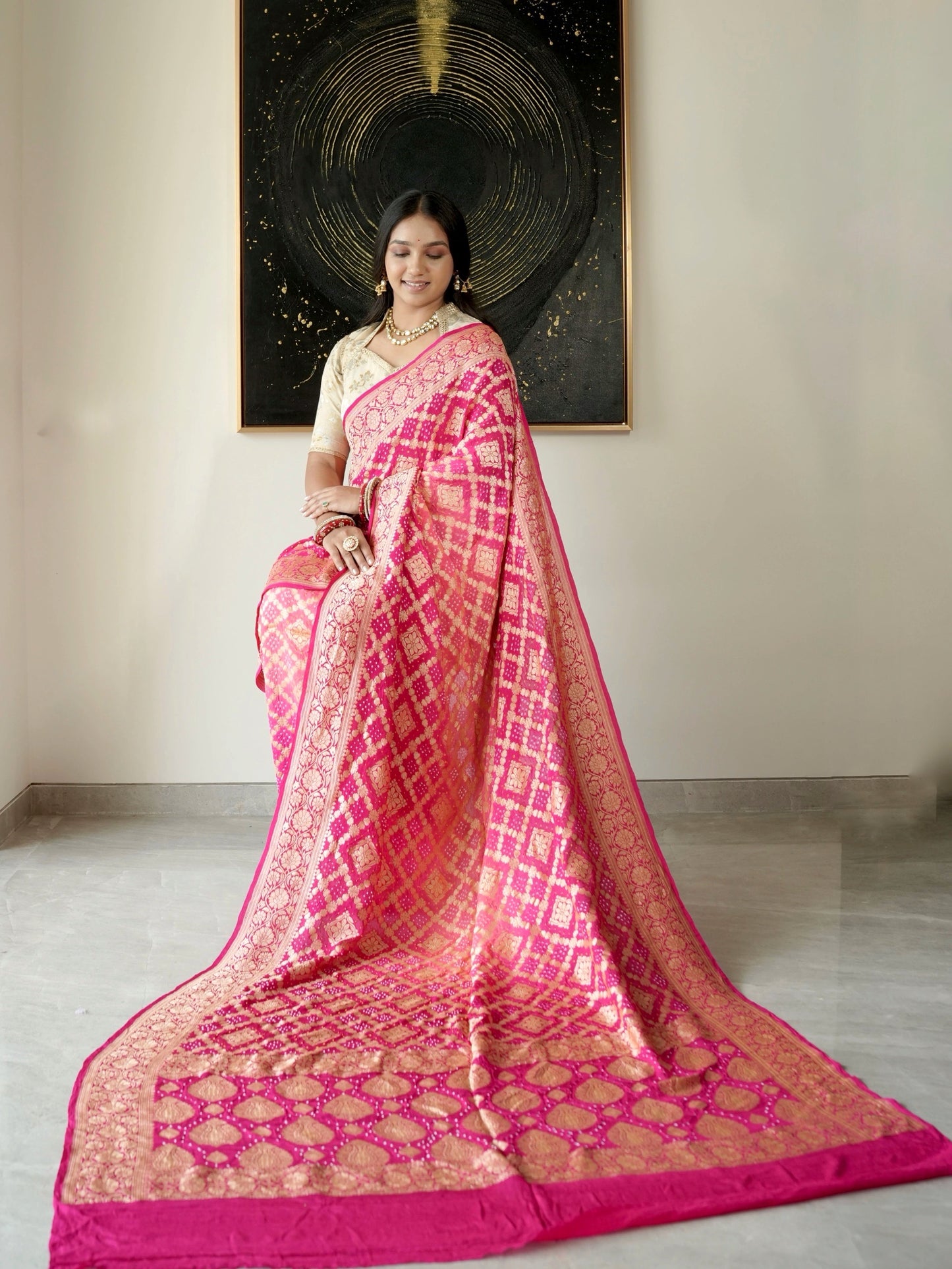 Pure Georgette Gharchola Bandhej Saree