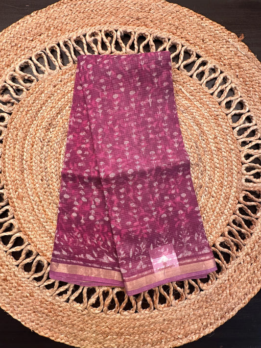 Purple Kota Doria Cotton-Silk Saree