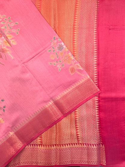 Pink Vishakha Pure Silk Saree