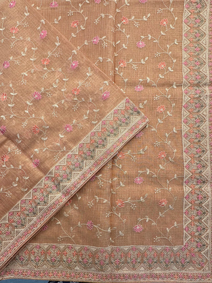 Peach Fancy Tissue Saree