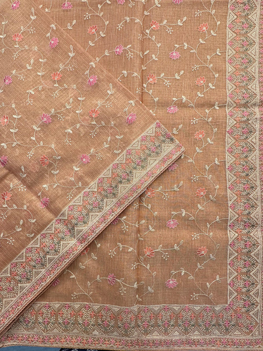 Peach Fancy Tissue Saree