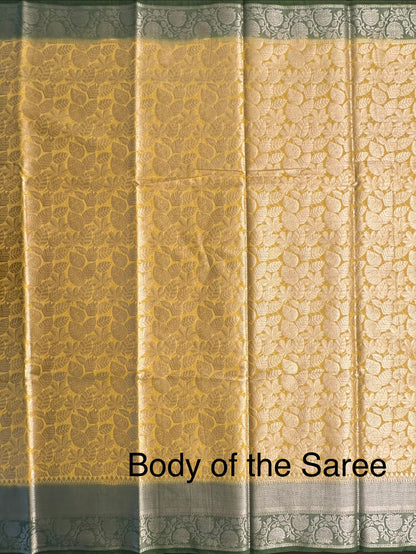 Mustard-Bottle Green Vartika Tissue Saree