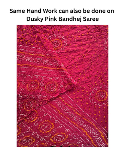 Bandhej Work Chinon Saree