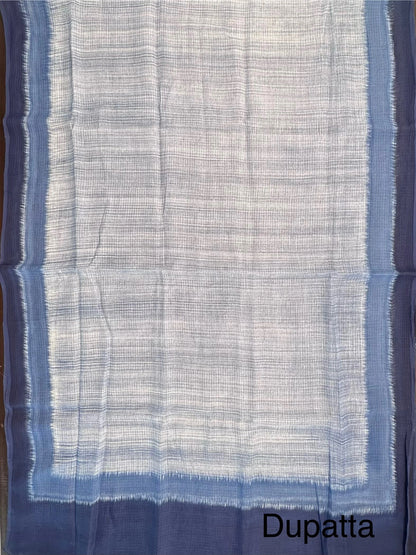 Navy Blue Jaipuri Cotton 3-Piece Suit