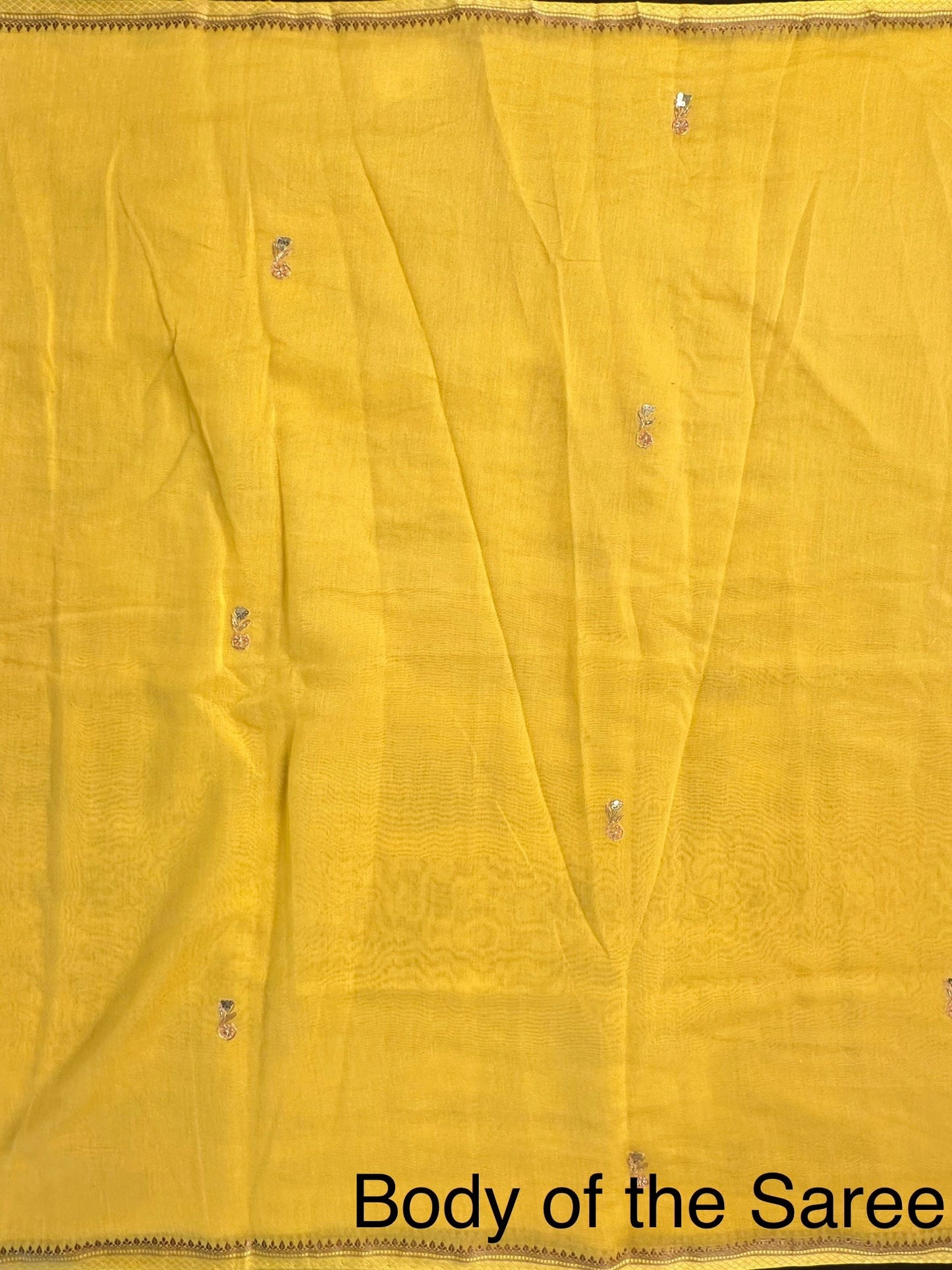 Yellow Chanderi Saree With Hand Work