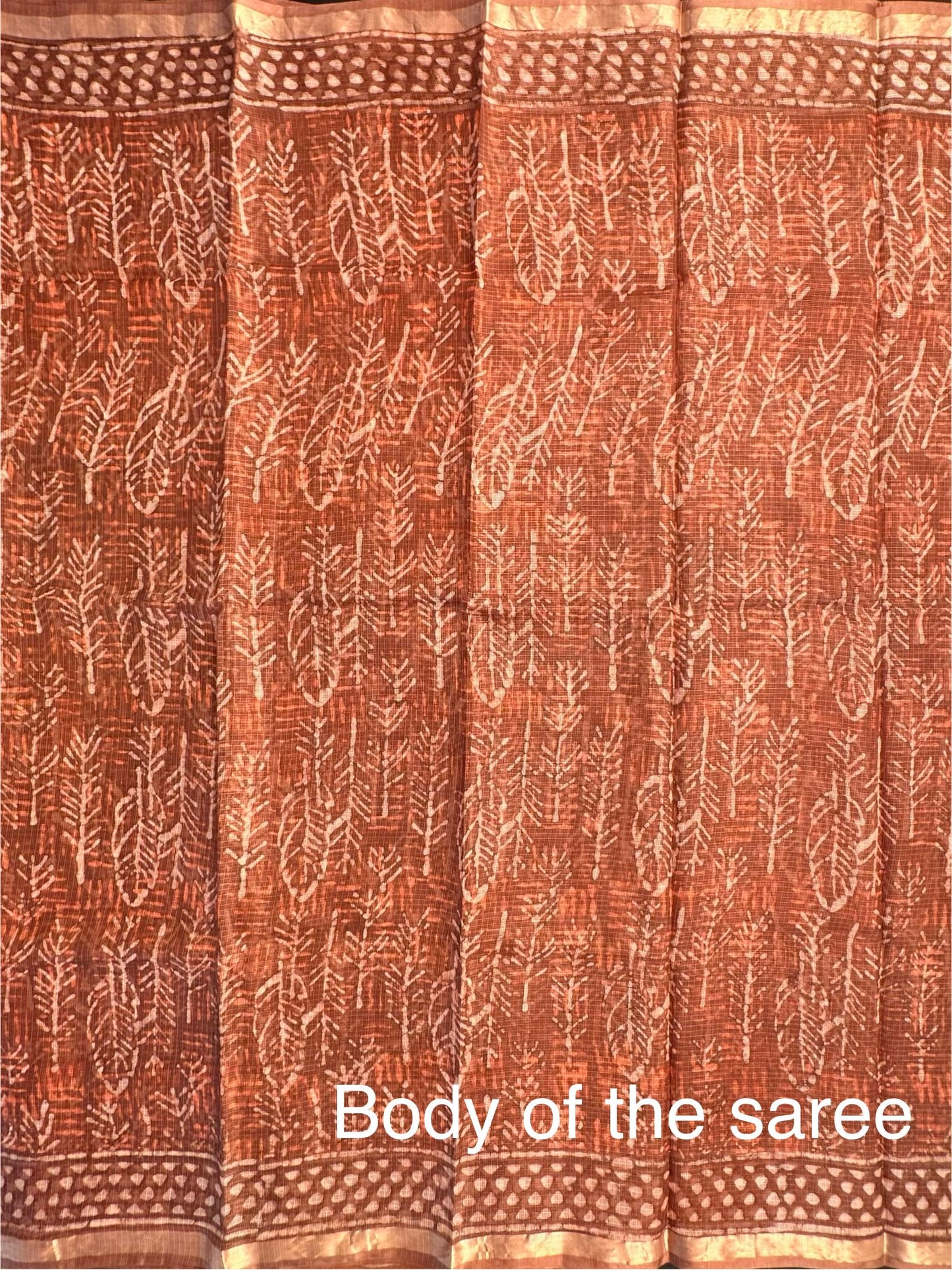 Brown Kota Doria Cotton-Silk Saree