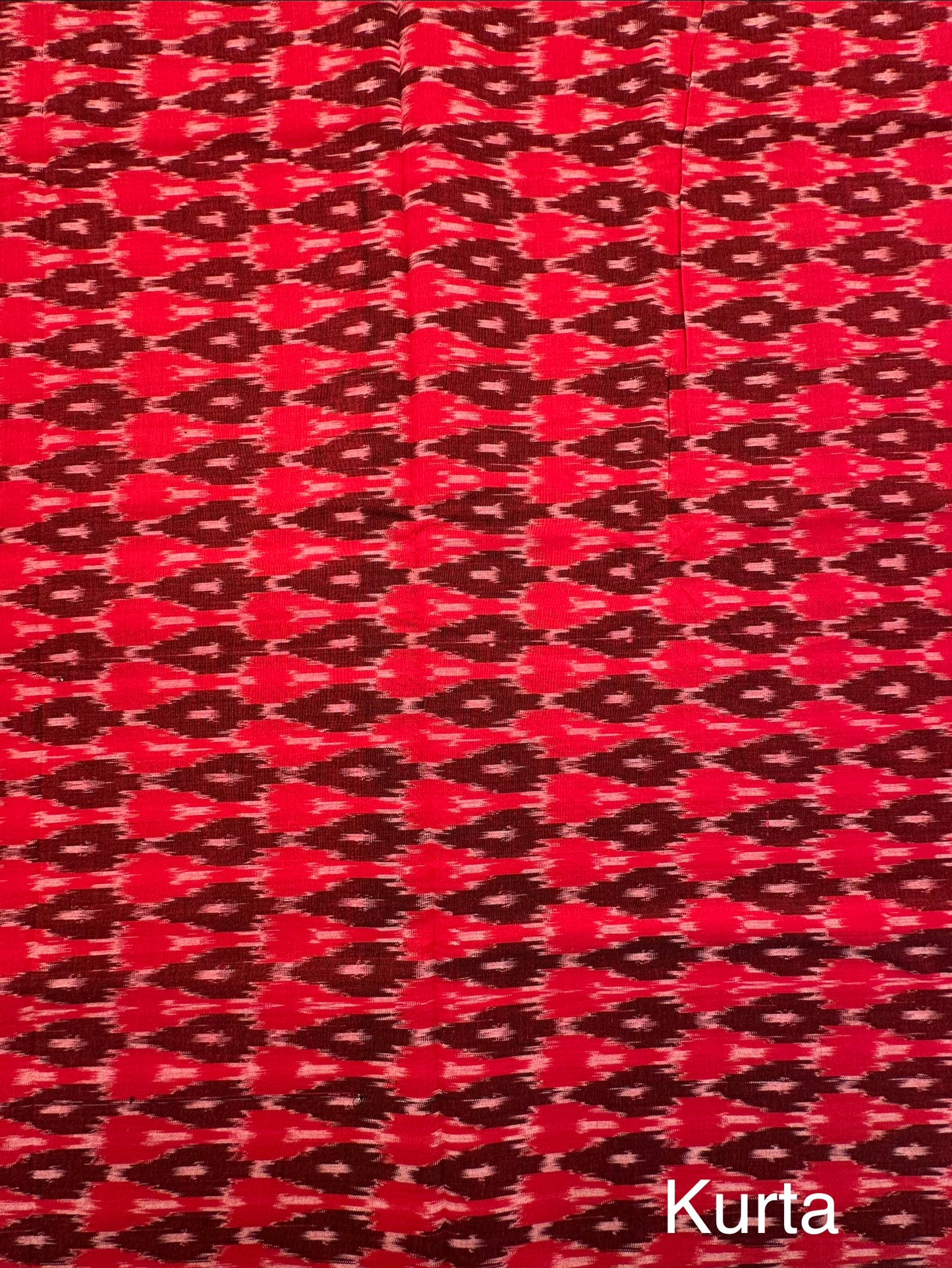 Red Ikkat Cotton Unstitched 3-Piece Suit