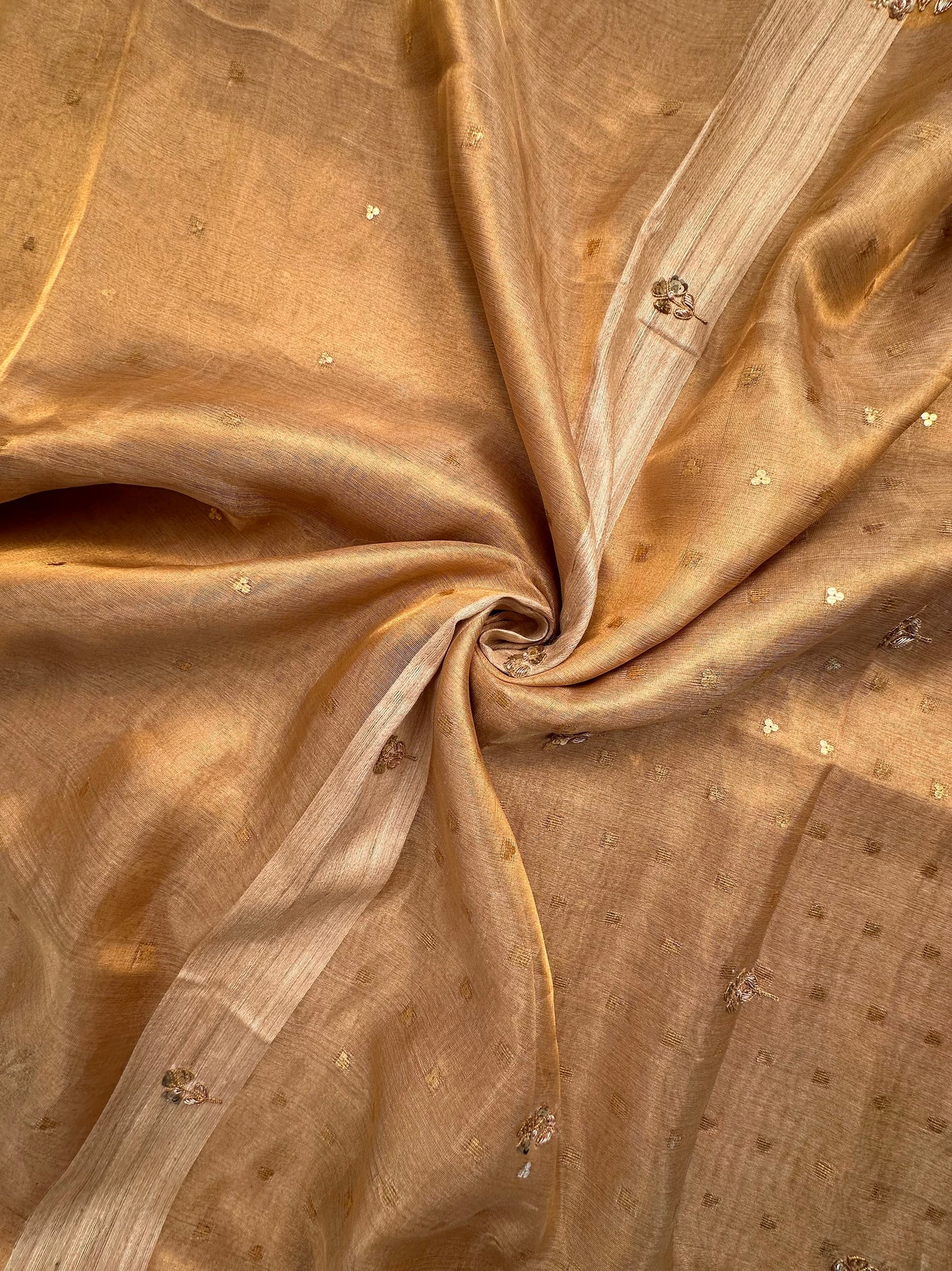 Golden Tissue Silk Saree With Work