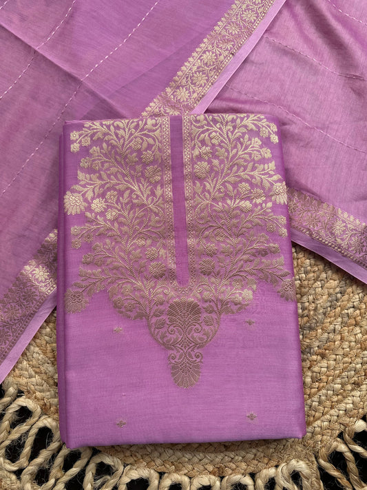 Lilac Handloom Chanderi Suit