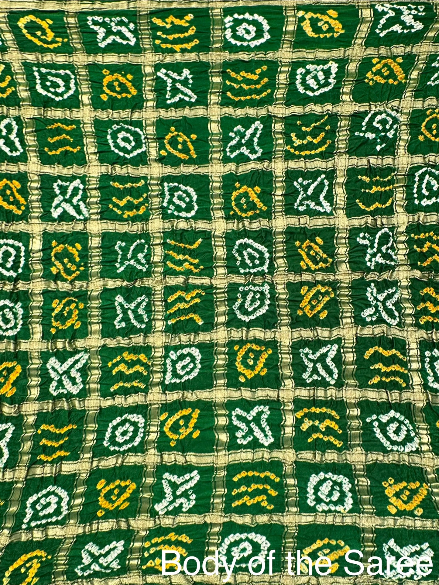 Bottle Green Gharchola Bandhej Gajji Silk Saree