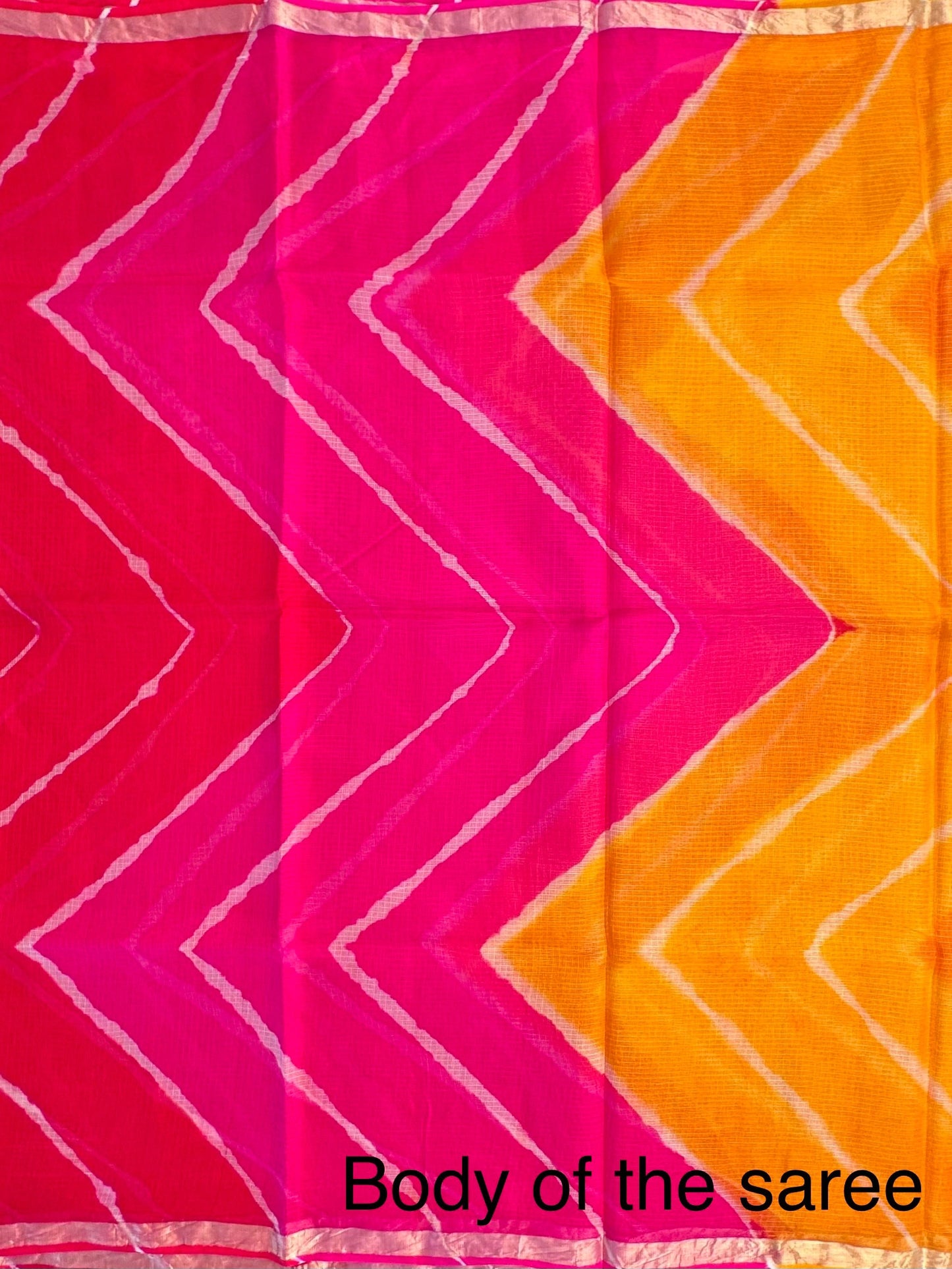 Yellow-Orange-Rani Leheriya Kota Doria Pure Silk Saree