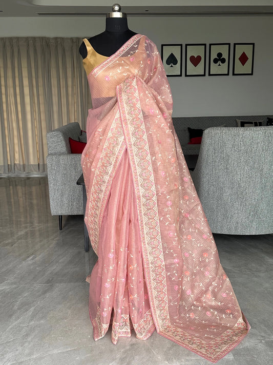 Pink Fancy Tissue Saree