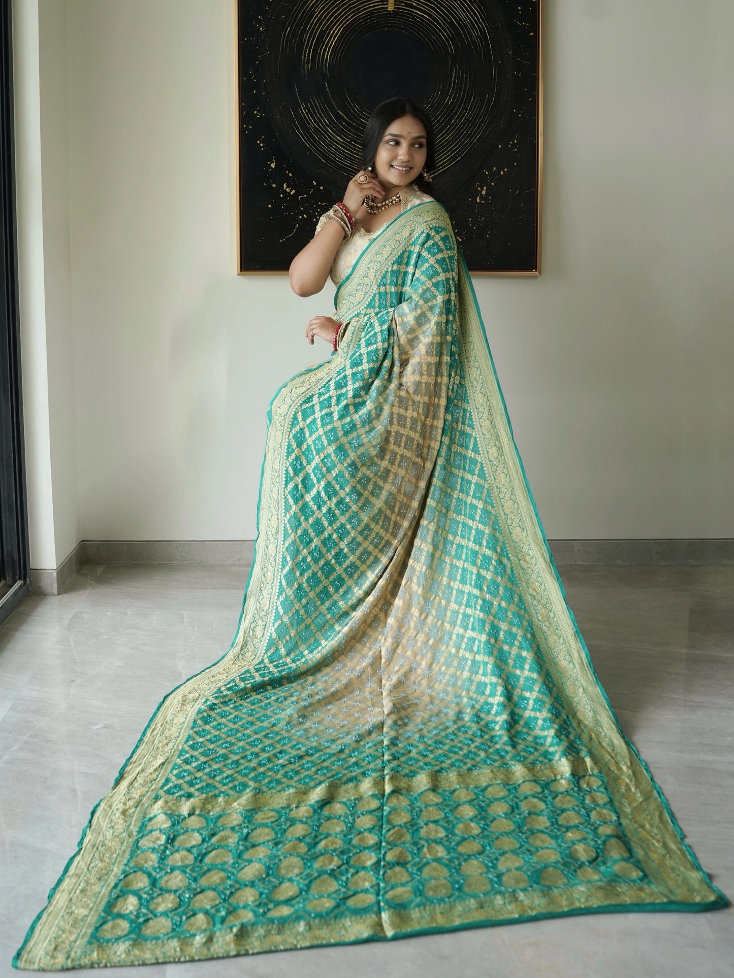 Pure Georgette Gharchola Bandhej Saree