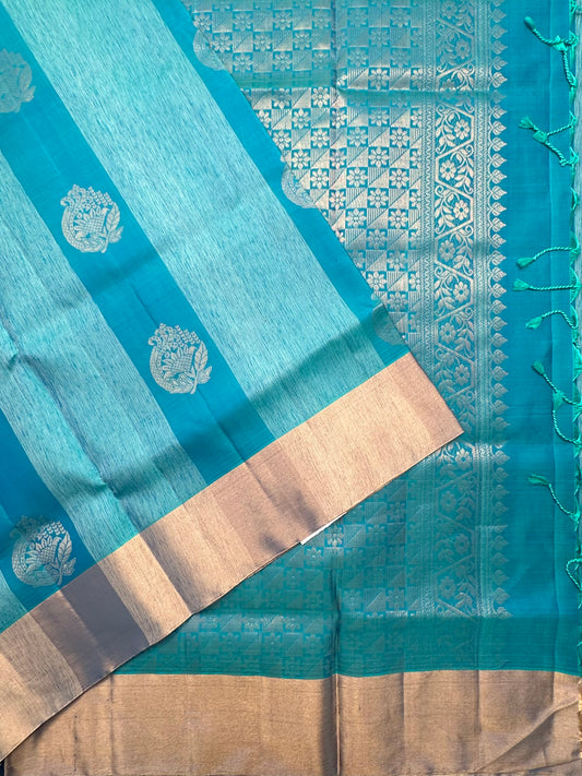 Blue Tiruchirapalli Pure Soft Silk Saree