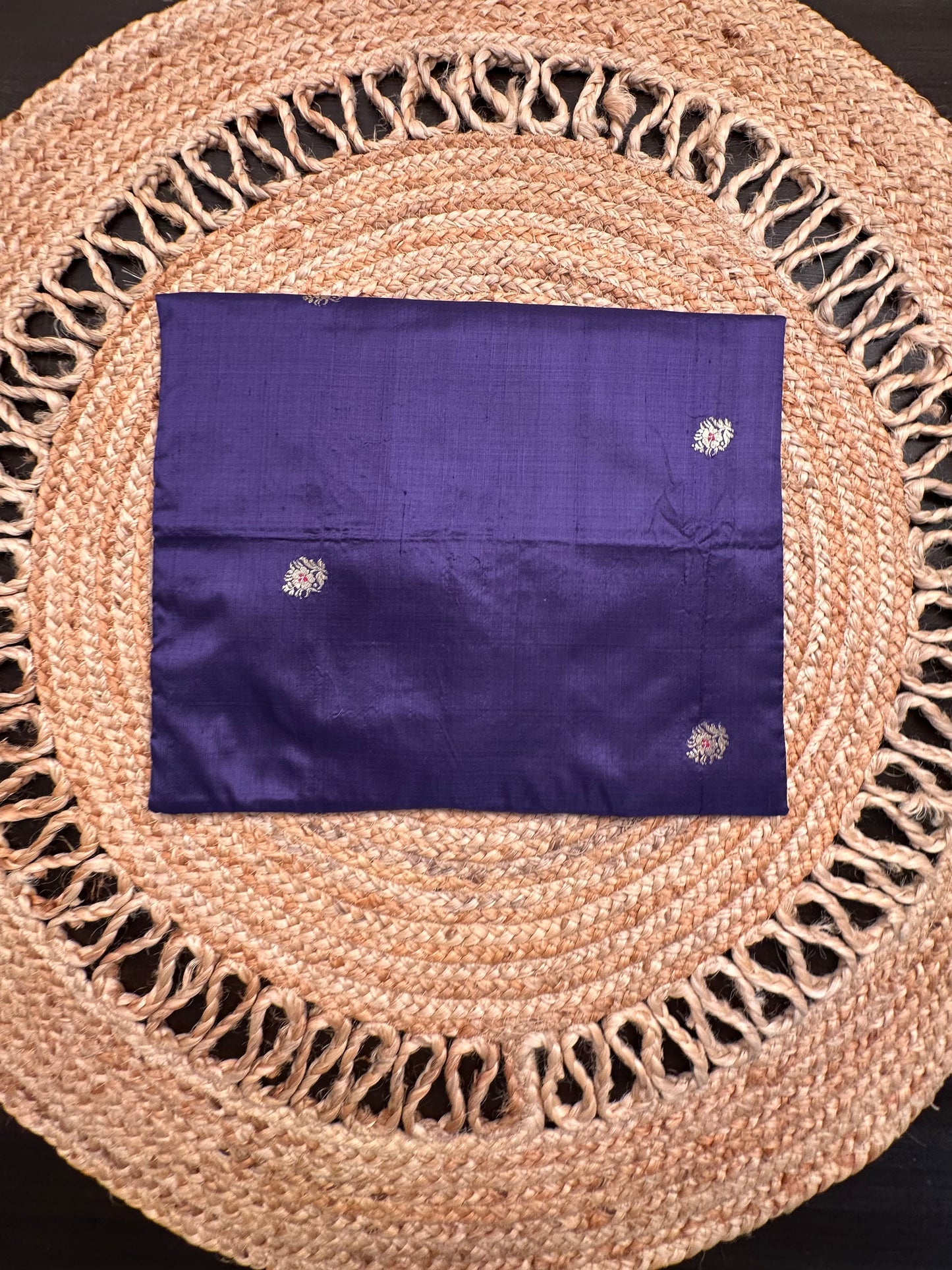 Navy Blue Pure Silk Saree Bag With Pouch