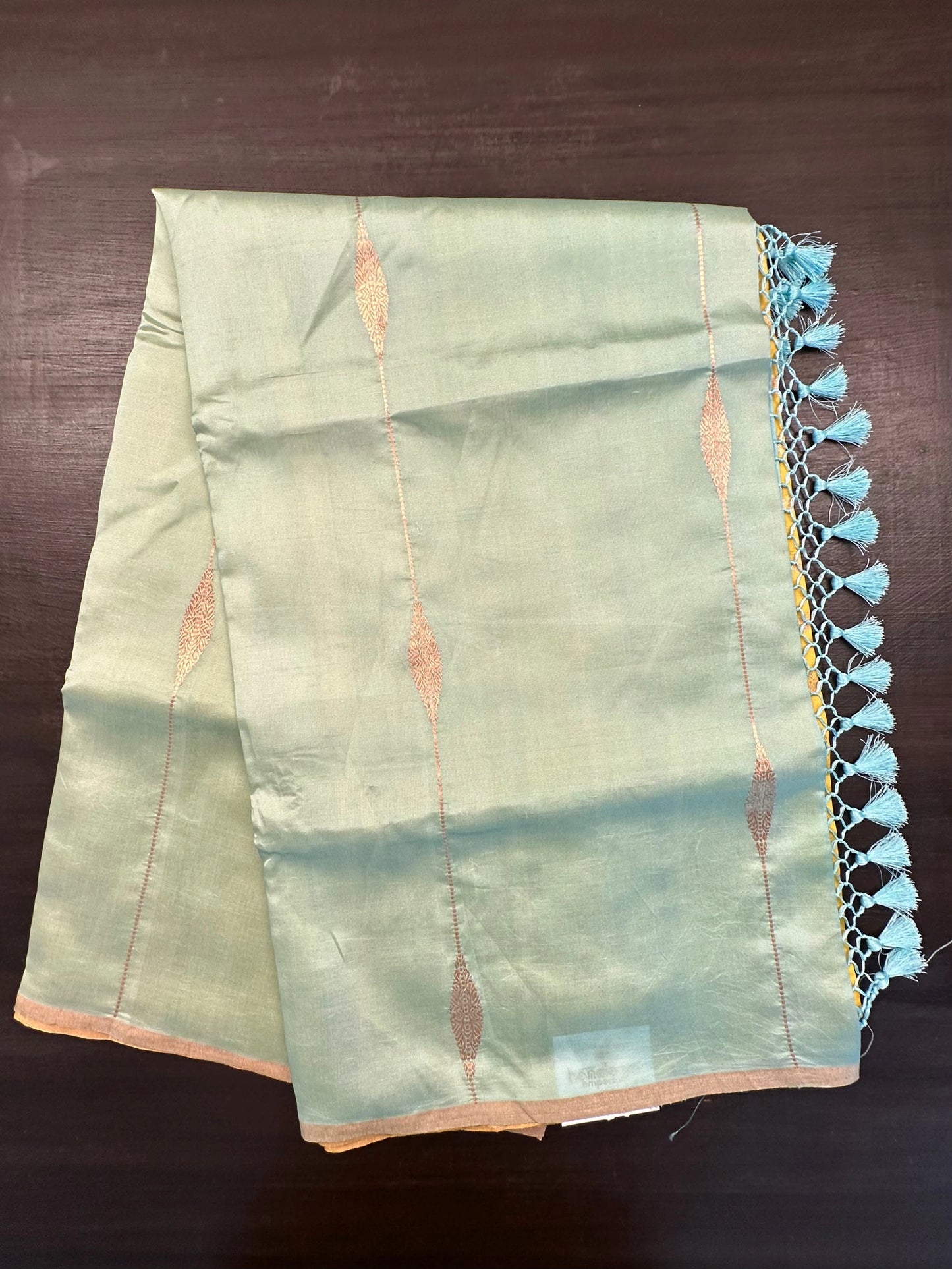 Firozi-Green-Yellow Vedika Banarasi Pure Silk Saree