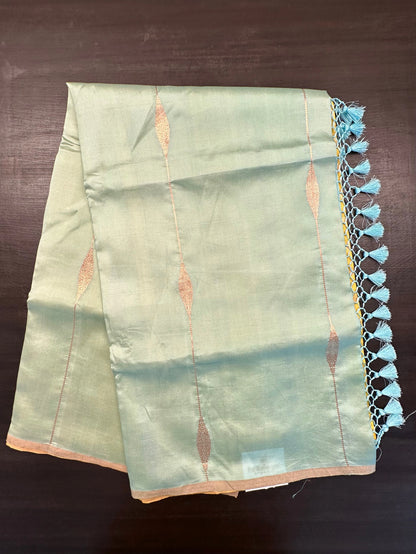 Firozi-Green-Yellow Vedika Banarasi Pure Silk Saree