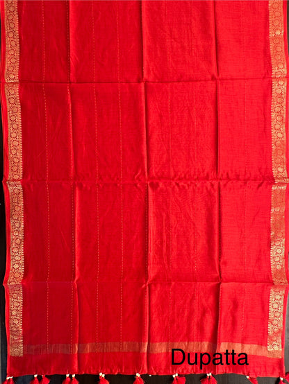 Red Handloom Chanderi Suit