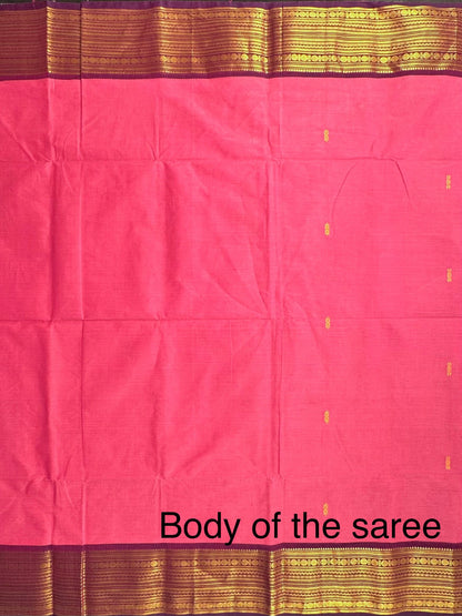 Dusky Pink-Purple Narayanpet Cotton Saree