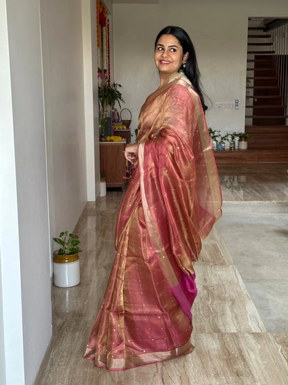 Rani Emboss Pure Tissue Silk Saree