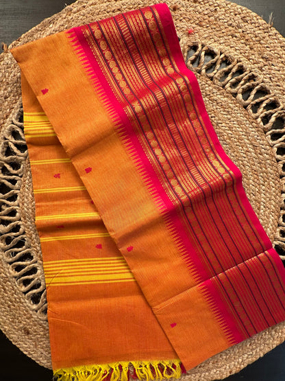 Mustard Narayanpet Cotton Saree