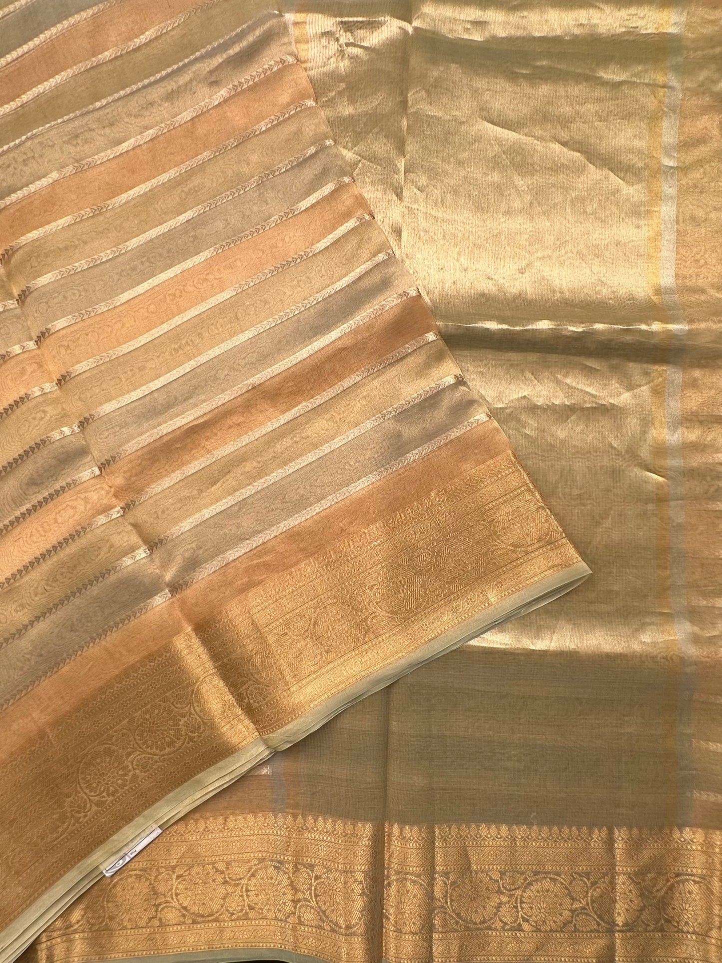 Multi Colour Striped Banarasi Pure Tissue Saree