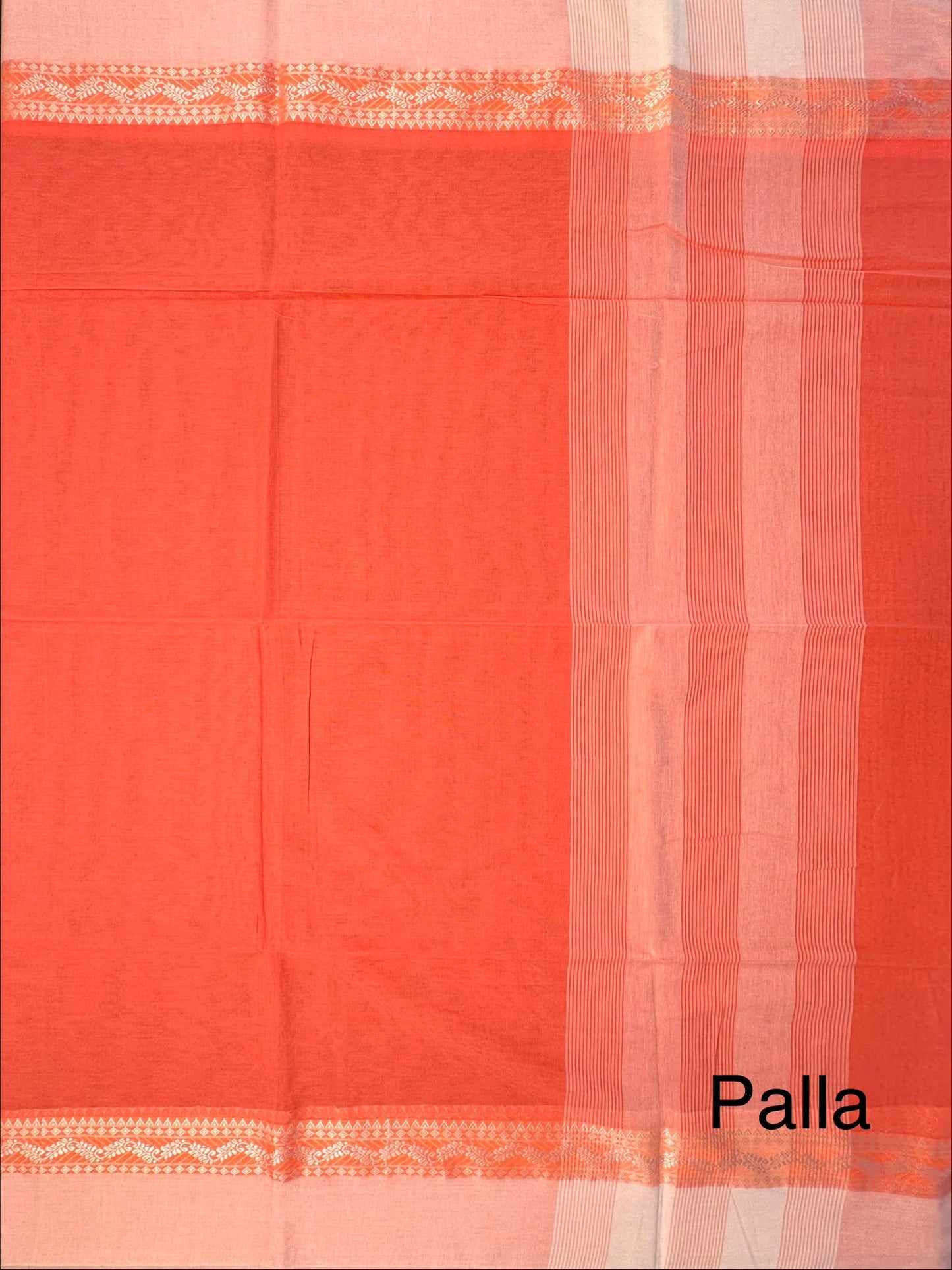 Peach Piku Bengal Cotton Saree