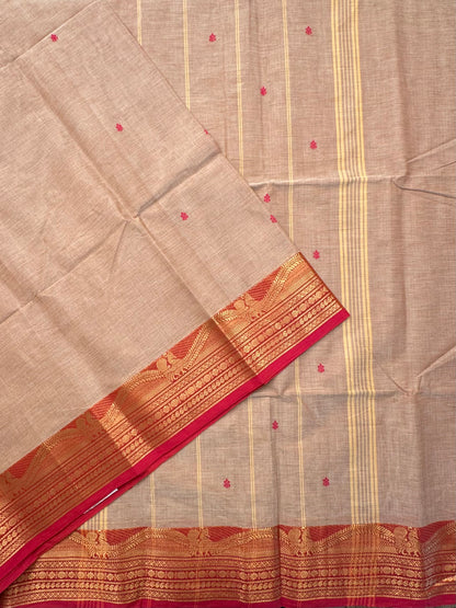 Beige Narayanpet Cotton Saree