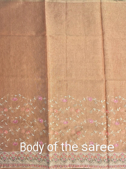 Peach Fancy Tissue Saree