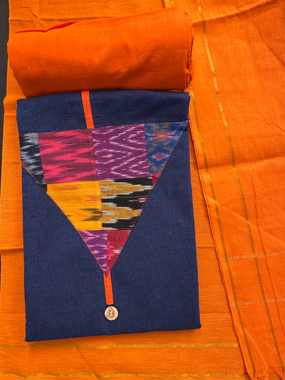 Navy Blue South Cotton 3-Piece Suit